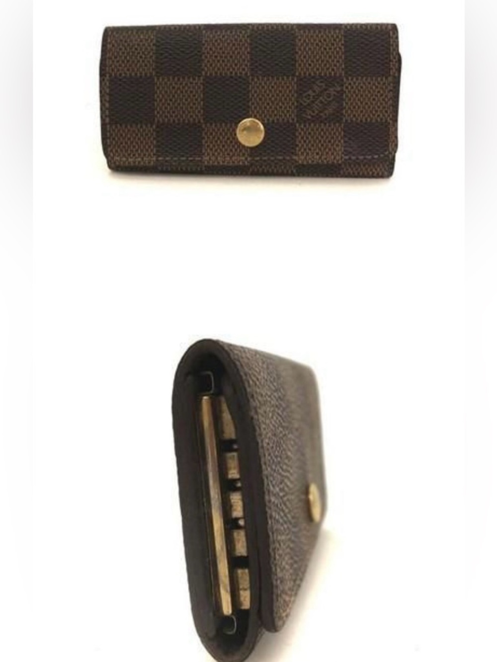 Louis Vuitton Brown Damier Ebene Key Case with Gold Hardware